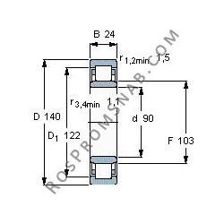 Купить Подшипник NU1018 M1.C3 от официального производителя